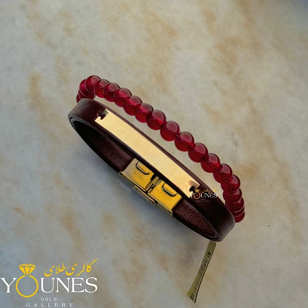 دستبند چرم زنانه طلا لیزری L220